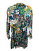 Zara Size S Green, Blue & Multi Polyester Long Sleeve Floral & Abstract Dress Green, Blue & Multi / S