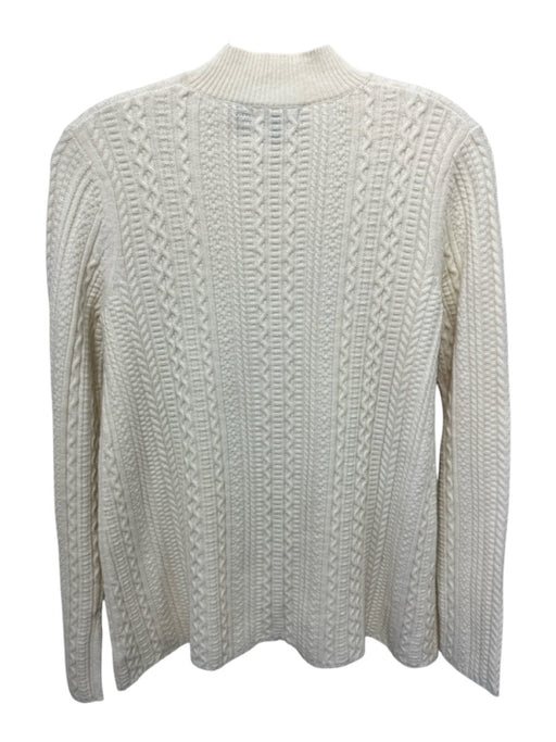 Theory Size P Cream Wool Blend Knit Rib Knit Neckline Mock Neck Sweater Cream / P