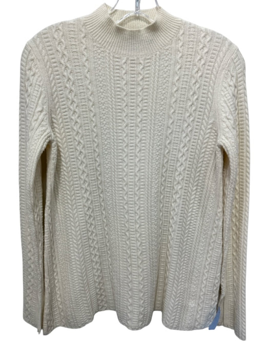 Theory Size P Cream Wool Blend Knit Rib Knit Neckline Mock Neck Sweater Cream / P