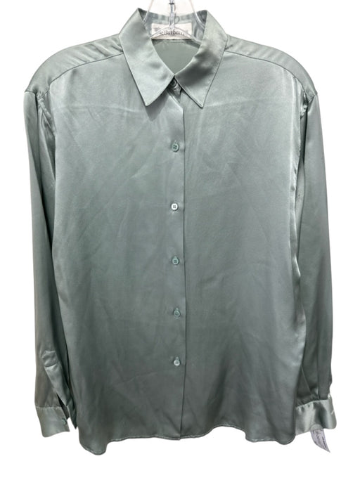 Burberry Size 6 Sage green Silk Button Up Collar Long Sleeve Top Sage green / 6