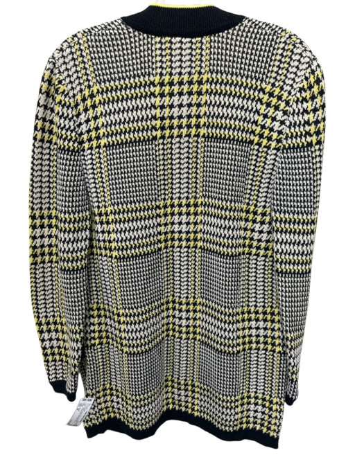 Escada Size 36 Black, Yellow & White Print Wool Houndstooth Plaid Jacket Black, Yellow & White Print / 36