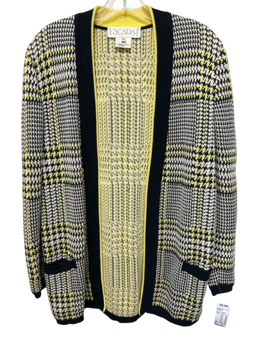 Escada Size 36 Black, Yellow & White Print Wool Houndstooth Plaid Jacket Black, Yellow & White Print / 36