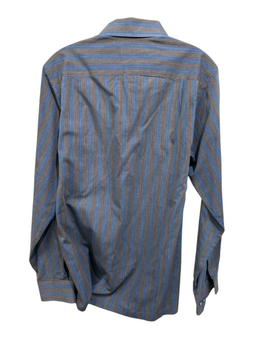 Lanvin Size M Blue & Multi Cotton Striped Button Down Men's Long Sleeve Shirt Blue & Multi / M