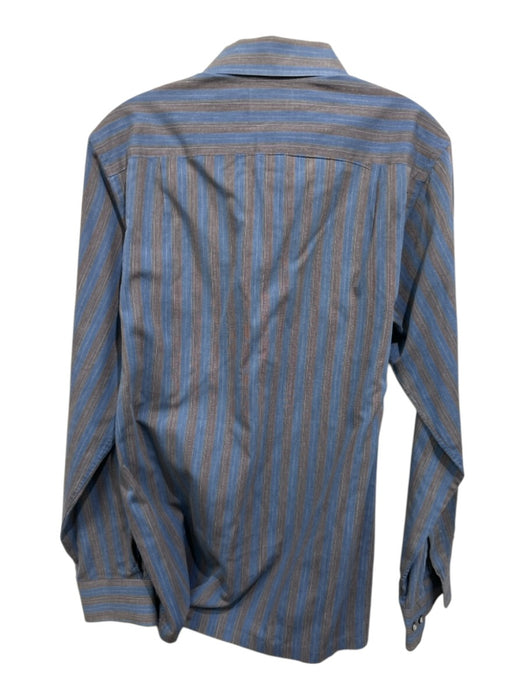 Lanvin Size M Blue & Multi Cotton Striped Button Down Men's Long Sleeve Shirt Blue & Multi / M