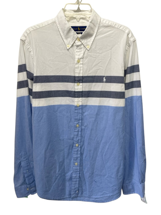 Ralph Lauren AS IS Size L White & Blue Cotton Button Down Long Sleeve Shirt White & Blue / L