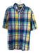 Polo Size XXL Blue & Multi Cotton Plaid Buttons Men's Short Sleeve Blue & Multi / XXL