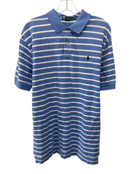Ralph Lauren Size XL Blue & White Cotton Striped Polo Men's Short Sleeve Blue & White / XL