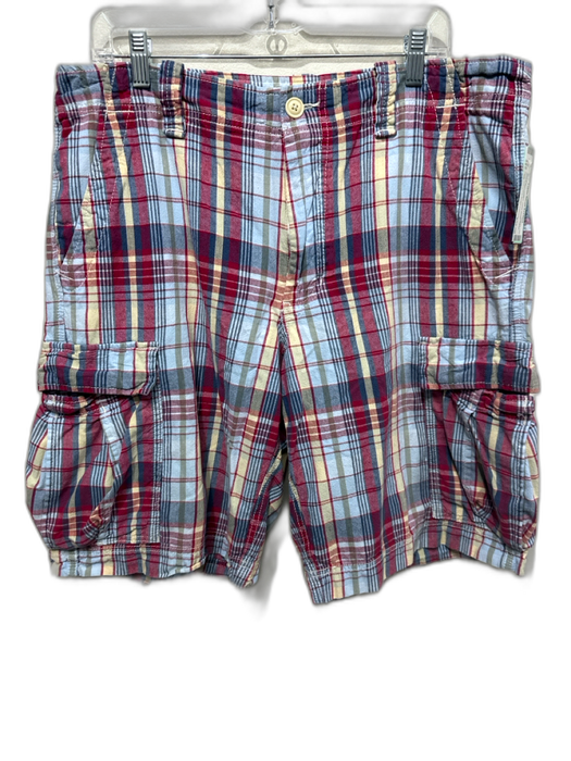 Polo Jeans Co. Ralph Lauren Size 36 Red & Blue Cotton Plaid Khaki Cargo Shorts Red & Blue / 36