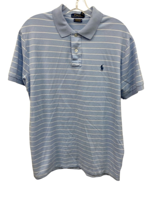 Polo Size L Blue & White Cotton Striped Polo Men's Short Sleeve Blue & White / L