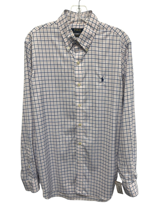 Polo Size M White & Pink Synthetic Plaid Button Up Button Down Long Sleeve Shirt White & Pink / M