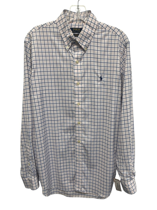 Polo Size M White & Pink Synthetic Plaid Button Up Button Down Long Sleeve Shirt White & Pink / M