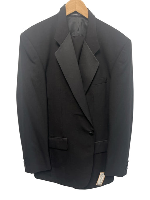 Balmain Vintage Black Wool Blend Solid Tuxedo Men's Suit Black / 41