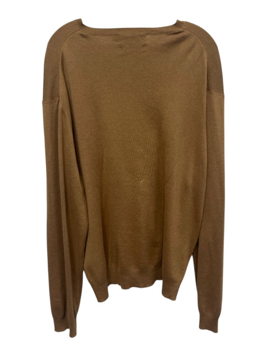 Polo Size XXL Dark Tan Cotton Solid V Neck Men's Sweater Dark Tan / XXL