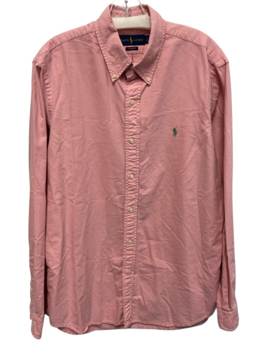 Ralph Lauren Size L Pink Cotton Solid Button Up Button Down Long Sleeve Shirt Pink / L