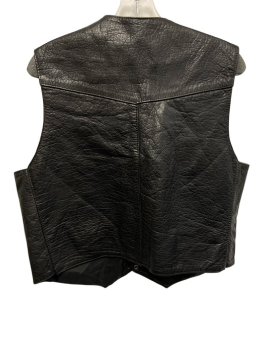 Force Size 44 Black Leather Solid Men's Vest Black / 44