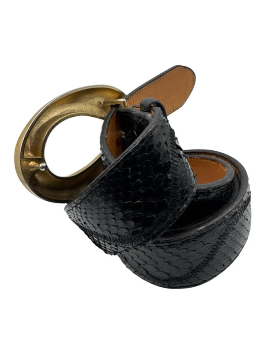 No Brand Black Snakeskin Solid Men's Belt Black