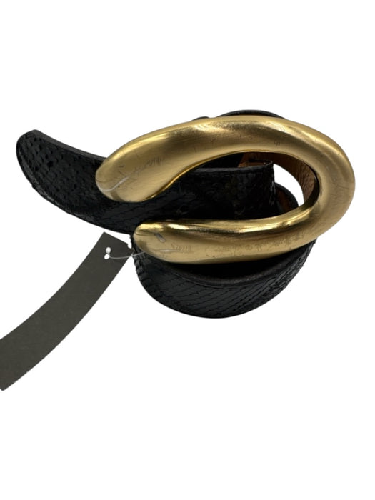 No Brand Black Snakeskin Solid Men's Belt Black