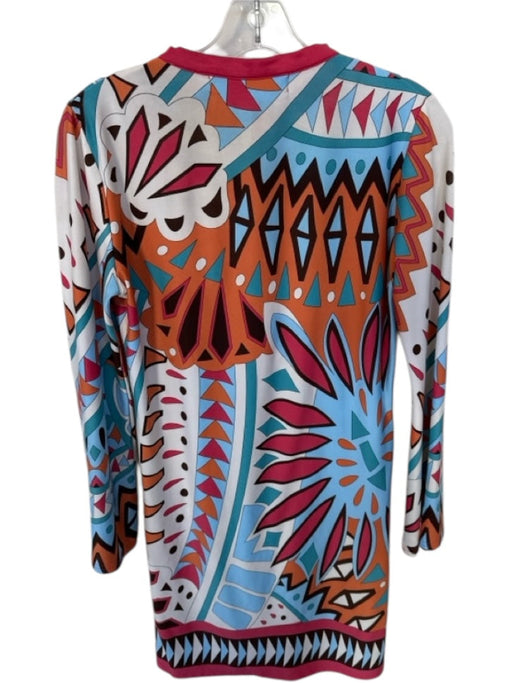 Tracy Negoshian Size S Pink & blue Cotton Blend Long Sleeve Triangles Dress Pink & blue / S