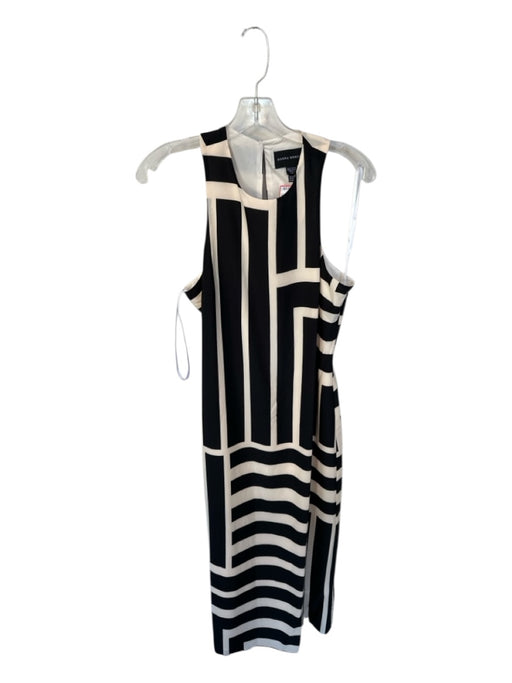 Donna Morgan Size 10 Cream & Black Polyester Blend Sleeveless Lines Maxi Dress Cream & Black / 10