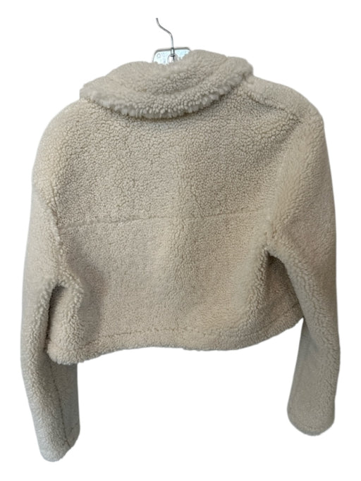Zara Size XS Cream Faux Shearling Long Sleeve Snap buttons Cropped Jacket Cream / XS