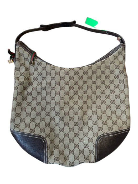 Gucci Tan & brown Canvas & Leather Top Handle Guccissima Hobo Bag Tan & brown / M