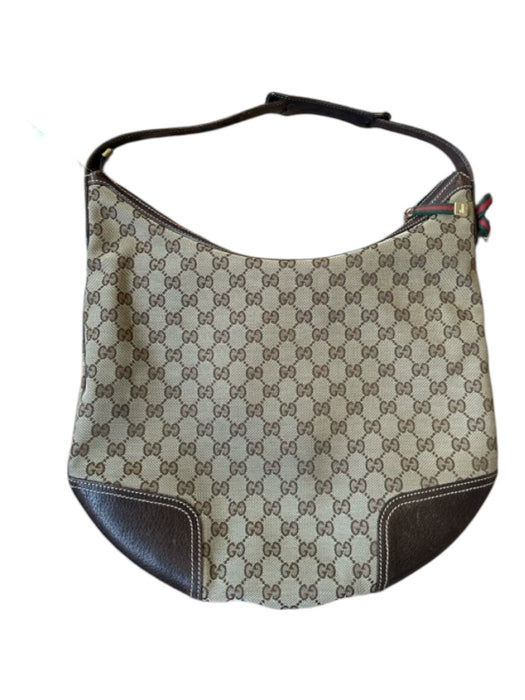 Gucci Tan & brown Canvas & Leather Top Handle Guccissima Hobo Bag Tan & brown / M