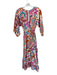 Zara Size XS Multi Cotton Long Balloon Sleeve Botanical Back Tie Maxi Dress Multi / XS