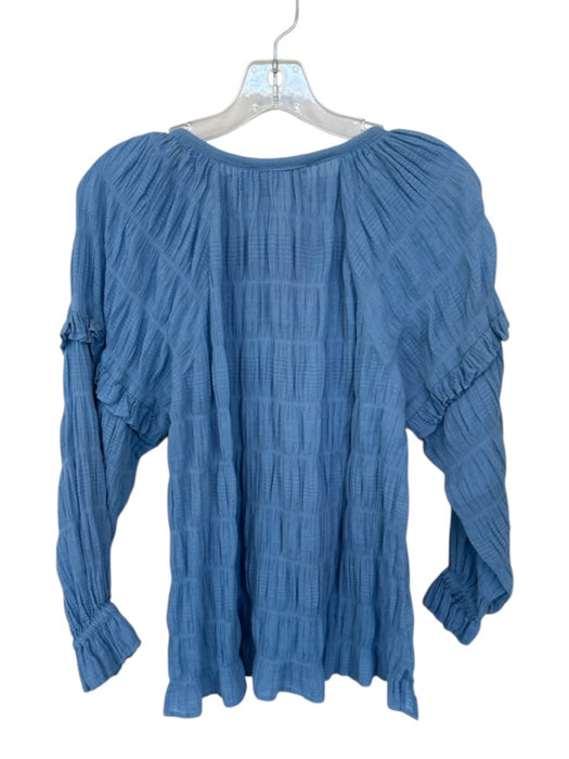 Cleobella Size XS Cornflower Blue Cotton Blend Rouched Tassels V Neck Top Cornflower Blue / XS