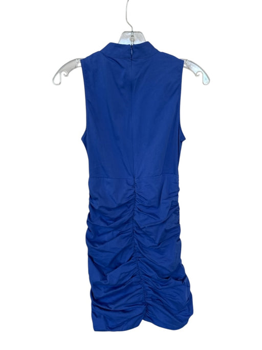 Zara Size S Royal Blue High Neck Rouched Side Sleeveless Mini Dress Royal Blue / S