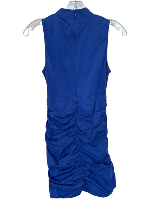 Zara Size S Royal Blue High Neck Rouched Side Sleeveless Mini Dress Royal Blue / S