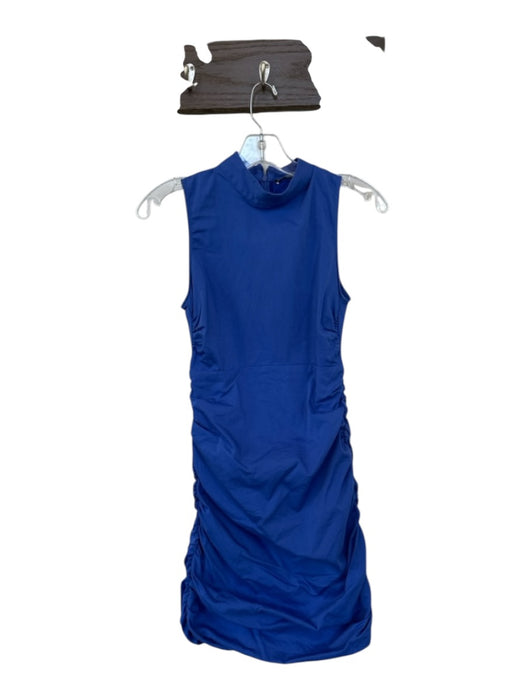 Zara Size S Royal Blue High Neck Rouched Side Sleeveless Mini Dress Royal Blue / S