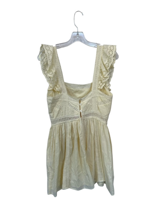 Tularosa Size S Butter Yellow Cotton Lace Detail Square Neck Ruffle sleeve Dress Butter Yellow / S