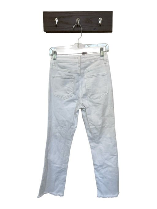 Flying Monkey Size 26 White Cotton Blend Raw Hem High Waisted Zipper Jeans White / 26