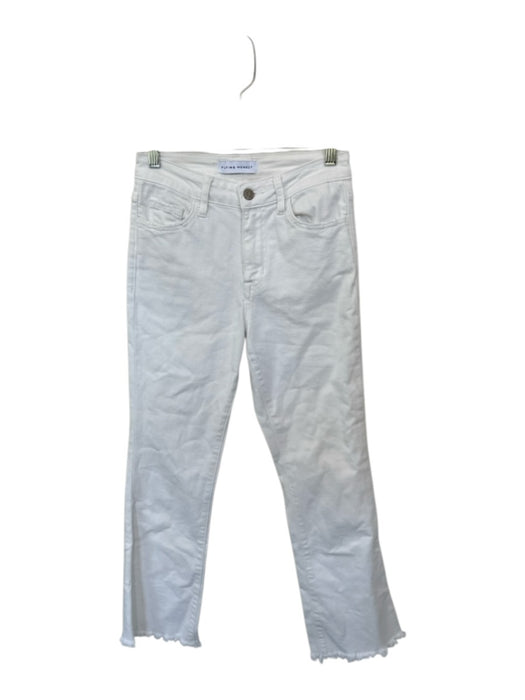 Flying Monkey Size 26 White Cotton Blend Raw Hem High Waisted Zipper Jeans White / 26