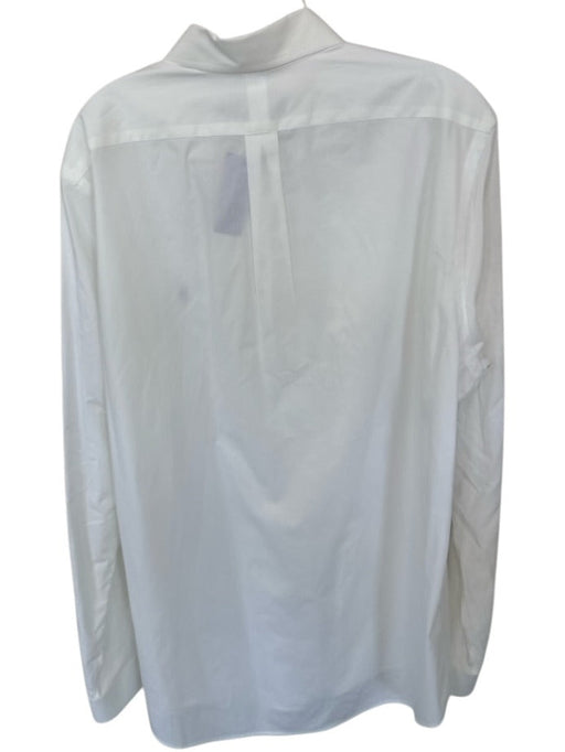 Polo Ralph Lauren Size L White & Navy Cotton Solid Button Down Men's Shirt White & Navy / L