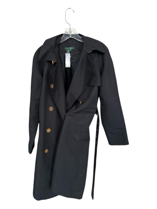 Lauren Ralph Lauren Size M Black Polyester Button Down Trench Coat Black / M