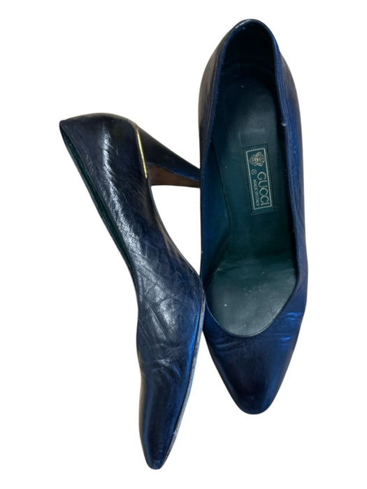 Gucci Shoe Size 38.5 Black & Gold Leather Heel Almond Toe Pumps Black & Gold / 38.5