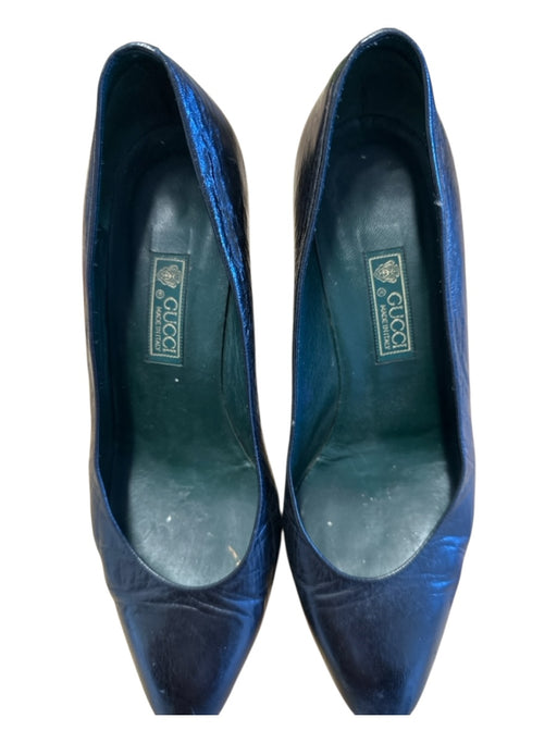 Gucci Shoe Size 38.5 Black & Gold Leather Heel Almond Toe Pumps Black & Gold / 38.5