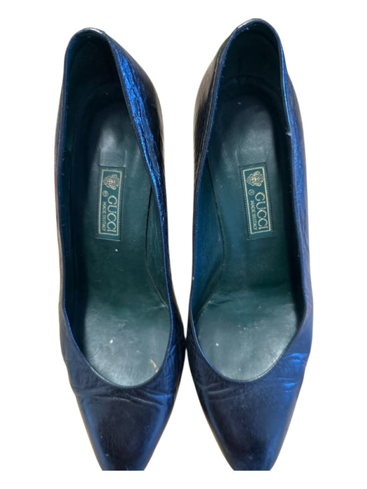 Gucci Shoe Size 38.5 Black & Gold Leather Heel Almond Toe Pumps Black & Gold / 38.5