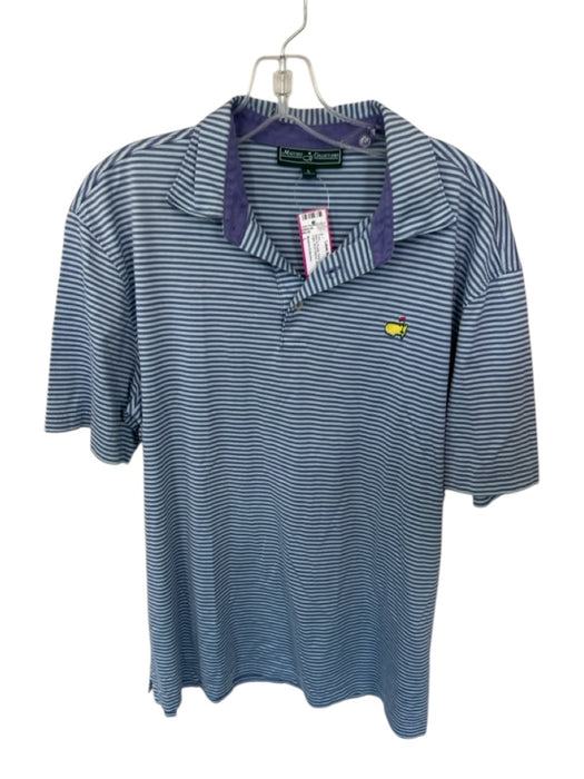 Masters Collection Size L Blue & Purple Pima Cotton Masters Logo Striped Polo Blue & Purple / L