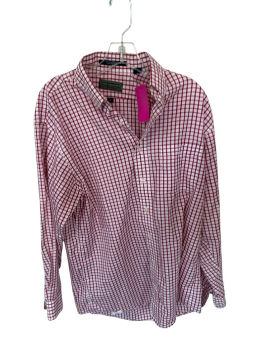 Dick Ferguson's Size M White & Red Cotton Grid Button Down Men's Shirt White & Red / M