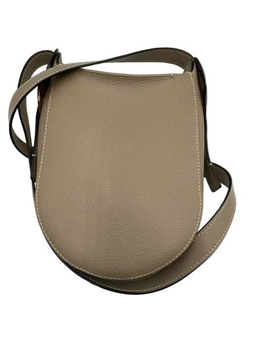 Chloe Taupe Gray Leather Magnetic Closure Grained Gold Hardware Crossbody Bag