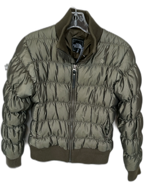 The North Face Size S Olive Green Nylon Blend Long Sleeve Puffer Cropped Jacket Olive Green / S