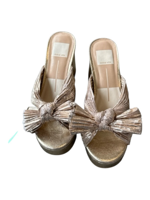 Dolce Vita Shoe Size 6 Gold Canvas Platform Metallic Bow Mules Gold / 6