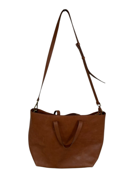 Madewell Brown Leather Top Handle Crossbody Strap Zip Close Bag Brown / M