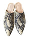 Chocolat Blu Shoe Size 36 Taupe & Black Leather Snake Embossed Block Heel Mules Taupe & Black / 36
