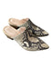 Chocolat Blu Shoe Size 36 Taupe & Black Leather Snake Embossed Block Heel Mules Taupe & Black / 36