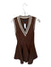 Zara Size XS Brown & White Color Blocked V Neck Pleated Skirt Mini Dress Brown & White / XS