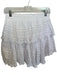 Love Shack Fancy Size M White Cotton Lace Elastic Waist Tiered Mini Skirt White / M