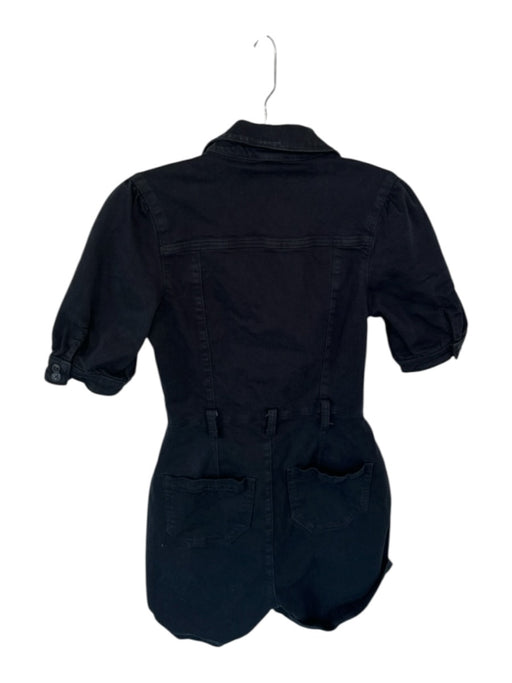 Paige Size 0 Black Cotton & Rayon Denim Pockets Button Up Romper Black / 0
